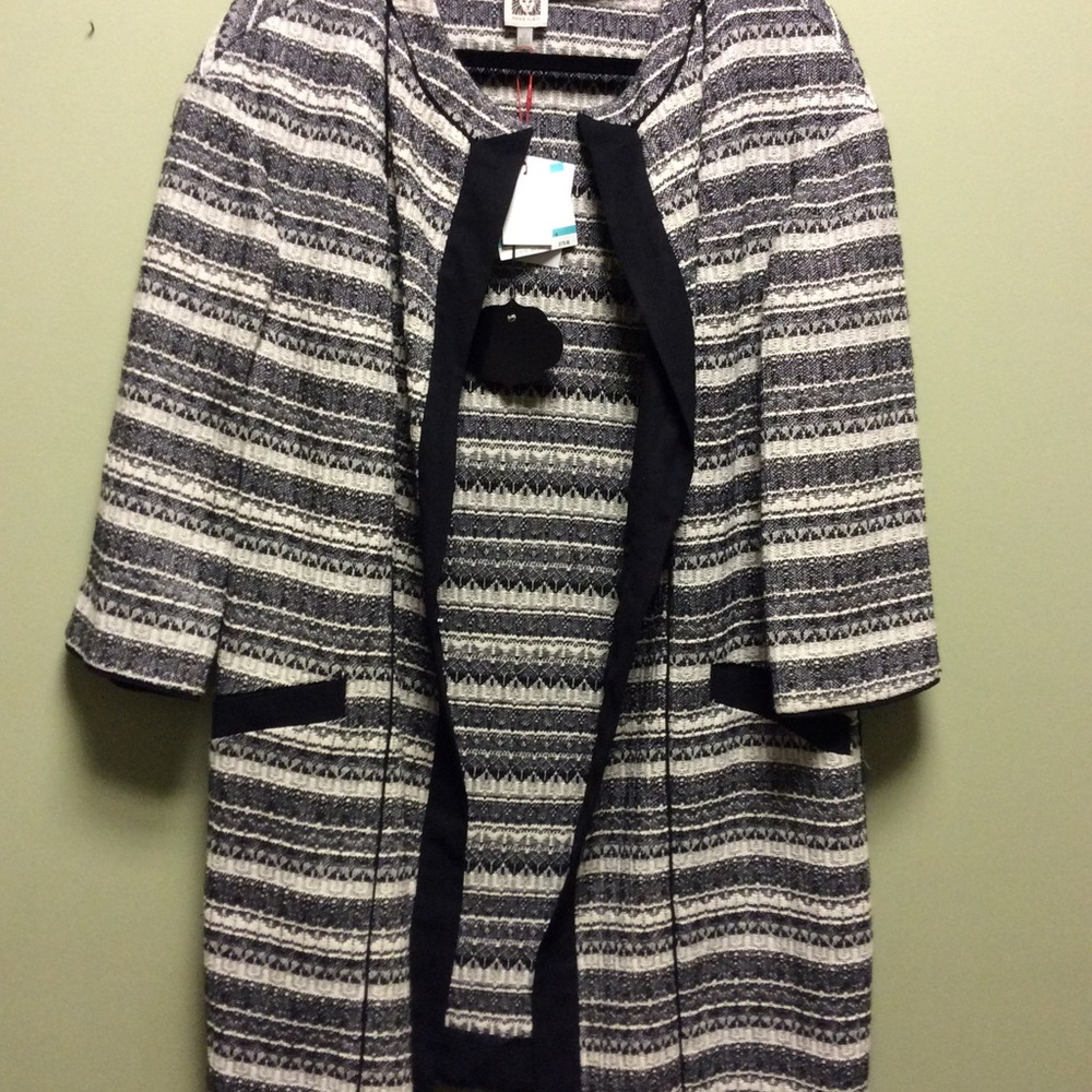 Cardigan black & white stripe